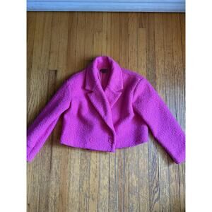 Hers & Mine Jacket Womens Small Boucle Textured Double Breasted Coat Polyester